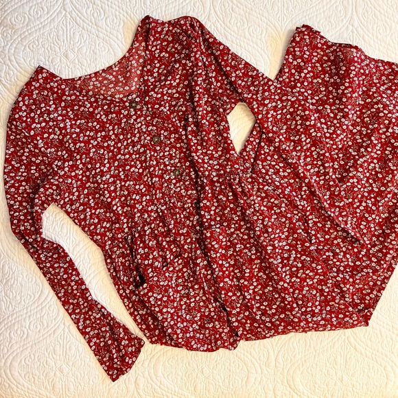 Long sleeve cotton rayon maxi 🌹button down front nursing friendly dress - Picture 3 of 6